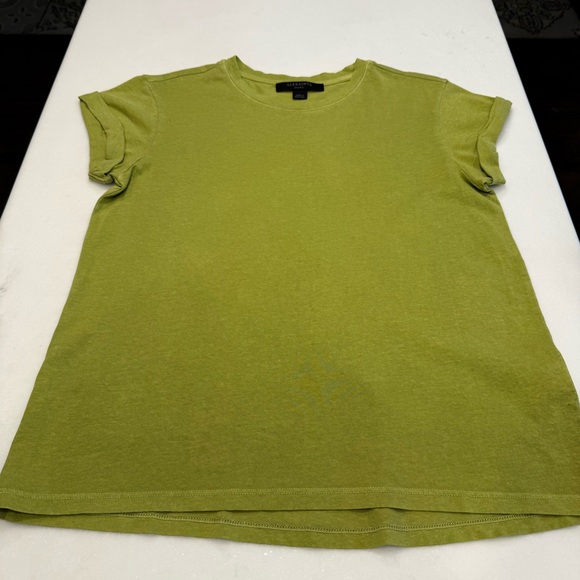 All Saints Women’s Bright Lime Short rolled Sleeve Tee shirt Cotton Sz S NWOT - Picture 7 of 7